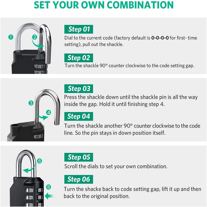 1 unidade de cadeado de combin - Smart Garden Gate Lock avaliação e preço