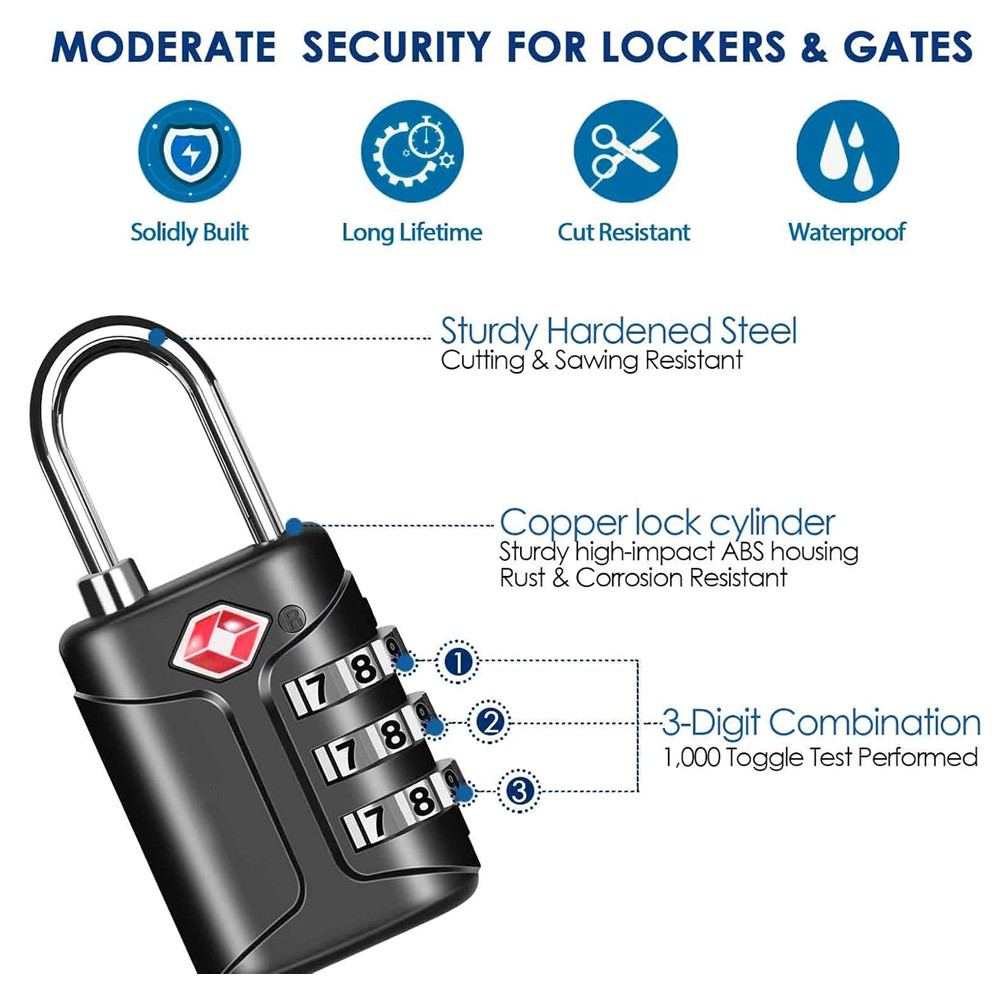 Cadeados de bagagem aprovados  - Smart Garden Gate Lock avaliação e preço