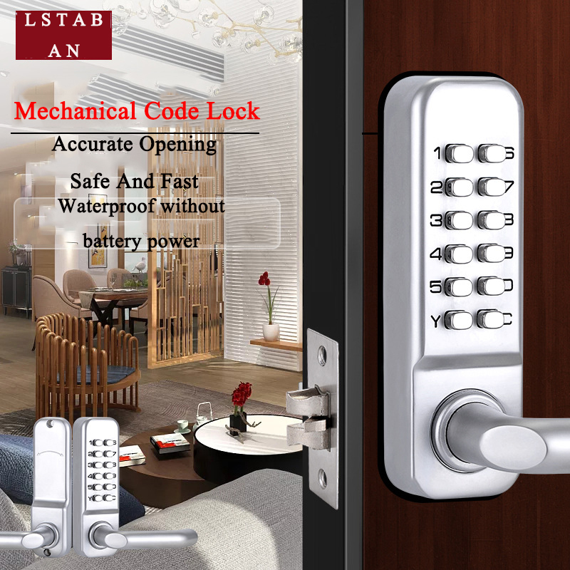 Prata alça longa keyless mecân - Smart Garden Gate Lock avaliação e preço