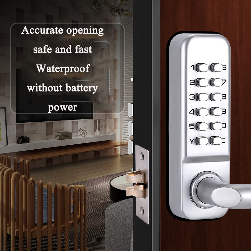 Prata alça longa keyless mecân - Smart Garden Gate Lock avaliação e preço